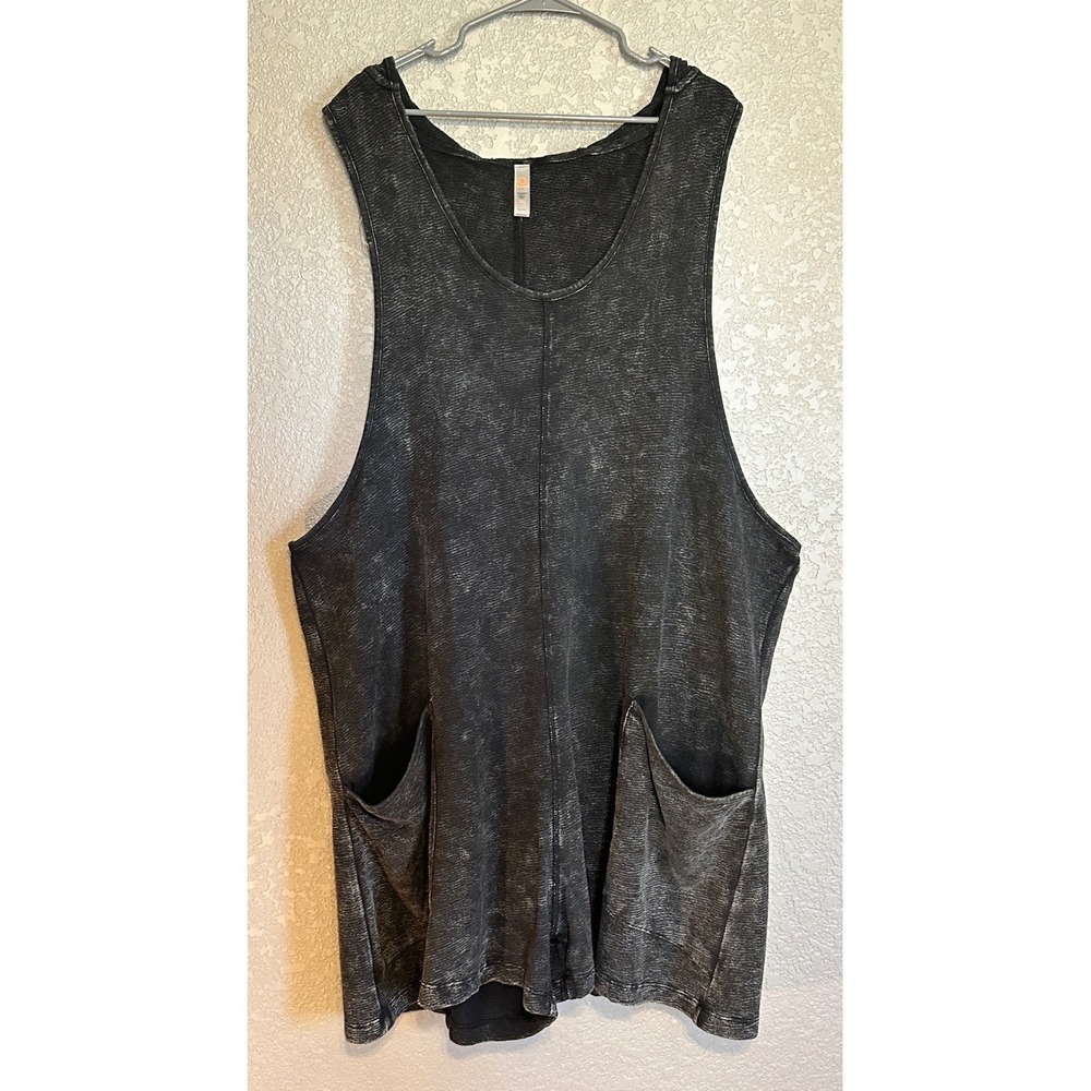 NWT Mono B Women 3XL Hooded Romper Gray Mineral Wash Cotton Boho Slouchy